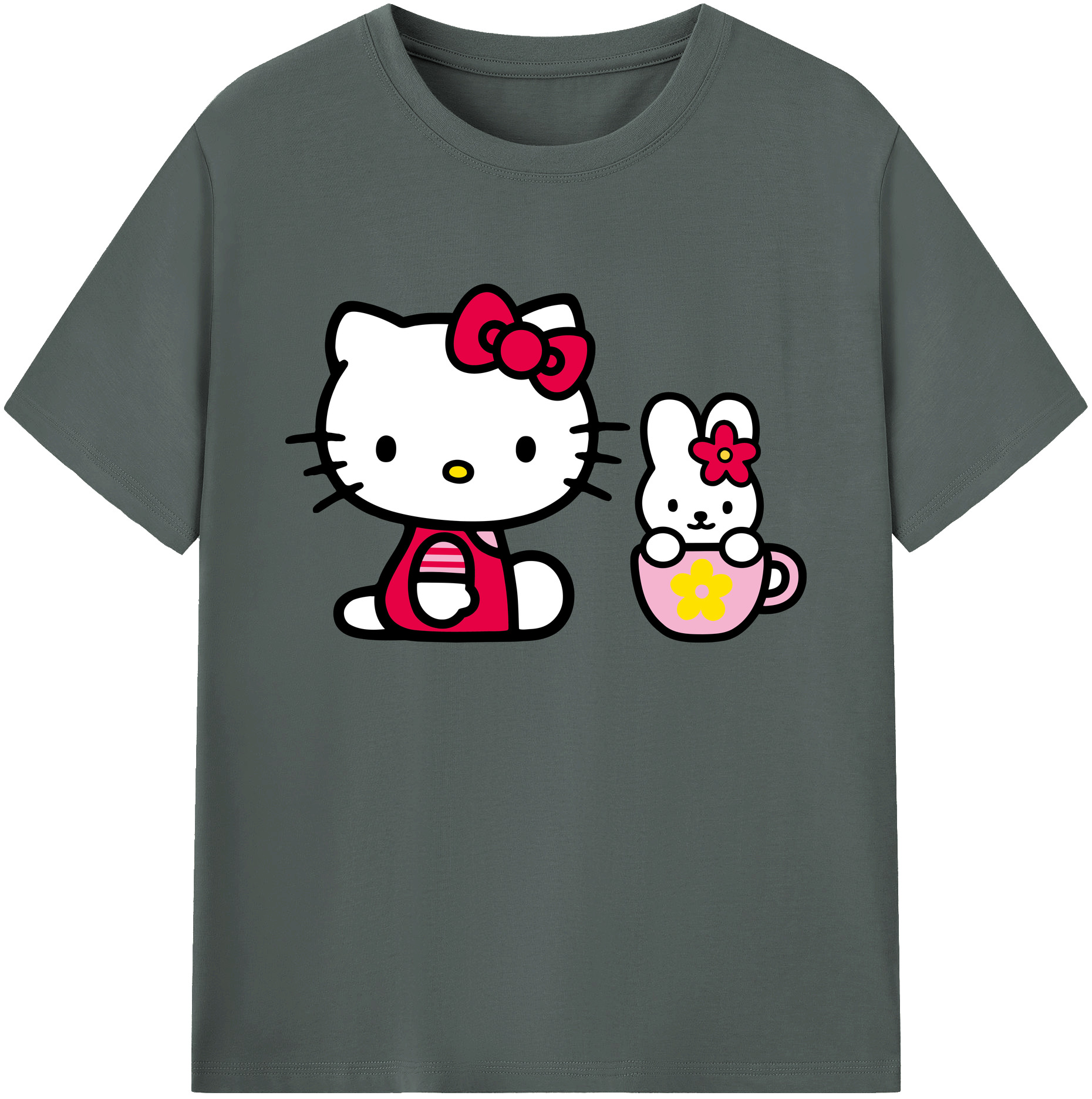 （画像用） Hello Kitty ハローキティ 綿100％ メンズ半袖Tシャツ｜肌触りやわらか＆通気性